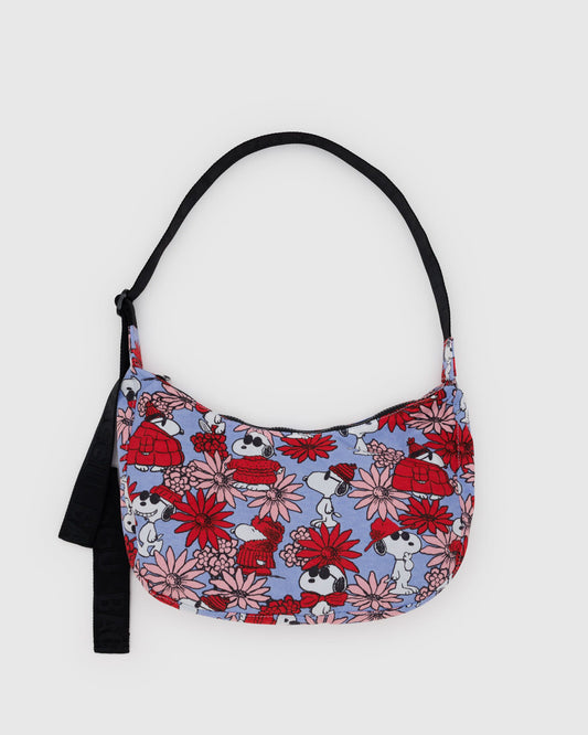 Medium Nylon Crescent Bag Floral Snoopy | Baggu Best Seller