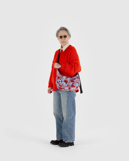 Medium Nylon Crescent Bag Floral Snoopy | Baggu Best Seller
