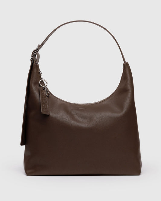 Recycled Leather Shoulder Bag Brown | Baggu Essential