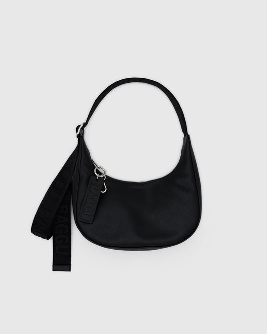 Small Recycled Leather Crescent Bag Black | Baggu Special Offer