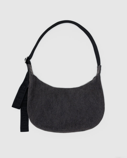 Medium Denim Crescent Bag Washed Black Denim | Baggu Top Pick