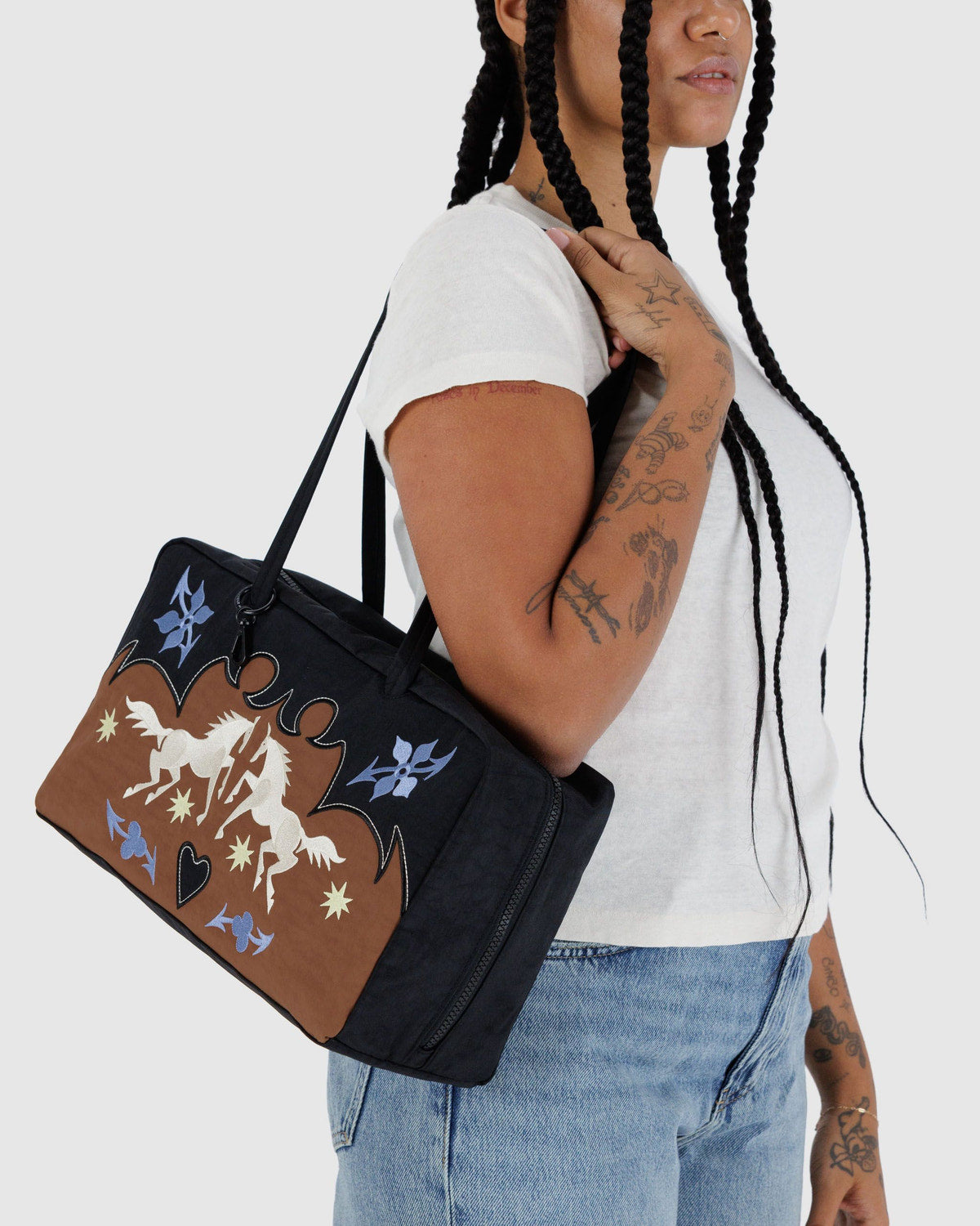 Medium Nylon Bowler Bag Western Appliqué | Baggu Exclusive