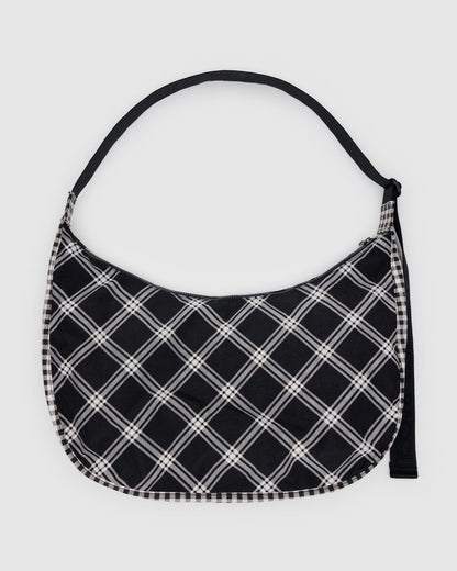 Large Nylon Crescent Bag Mixed Plaid | Baggu Popular