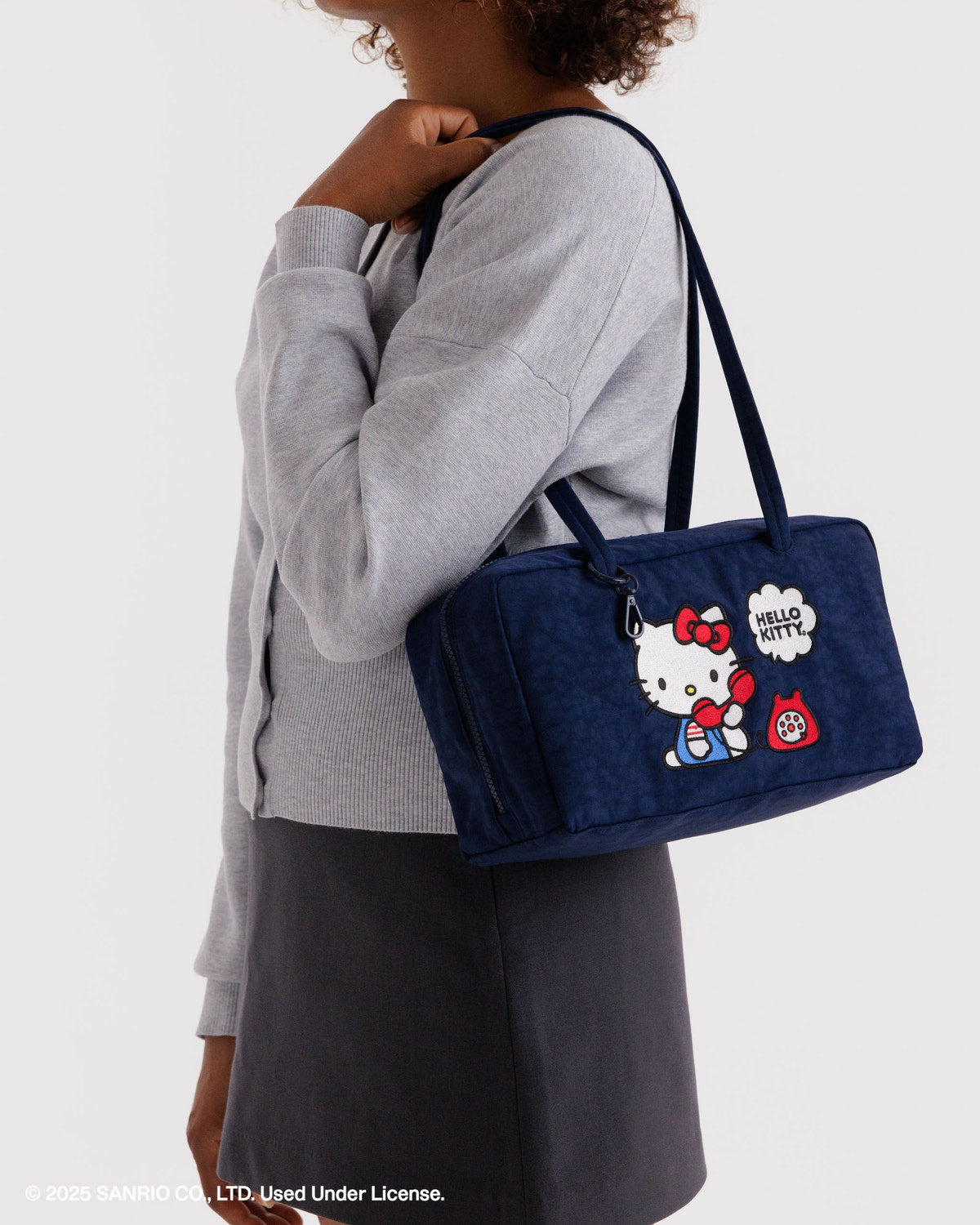 Nylon Bowler Bag Embroidered Hello Kitty Phone | Baggu Trending