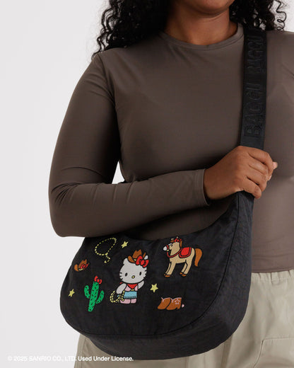 Medium Nylon Crescent Bag Embroidered Hello Kitty Western | Baggu Hot Sale