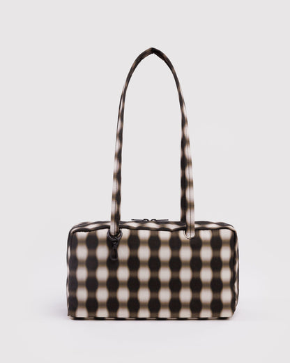 Nylon Bowler Bag Blurred Gingham Brown | Baggu Recommended