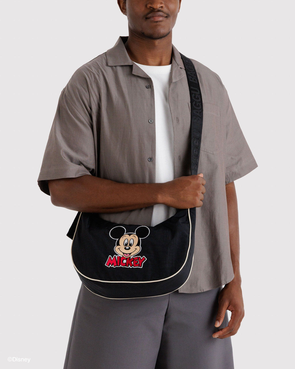 Medium Nylon Crescent Bag Embroidered Mickey Mouse Club | Baggu Everyday