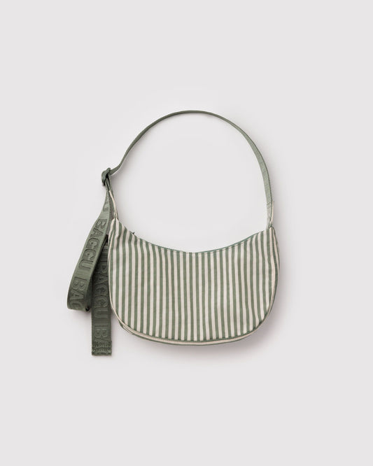 Small Nylon Crescent Bag Sage Stripe | Baggu Trending