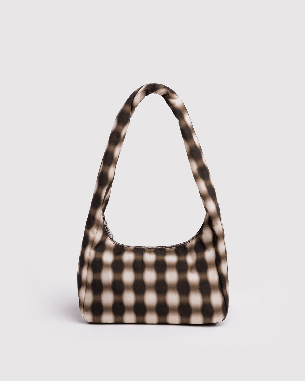 Small Nylon Meringue Bag Blurred Gingham Brown | Baggu Deals