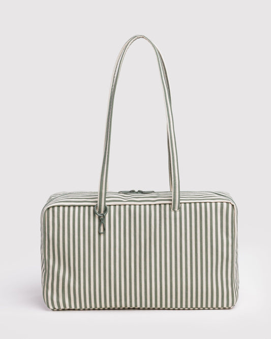 Medium Nylon Bowler Bag Sage Stripe | Baggu Everyday